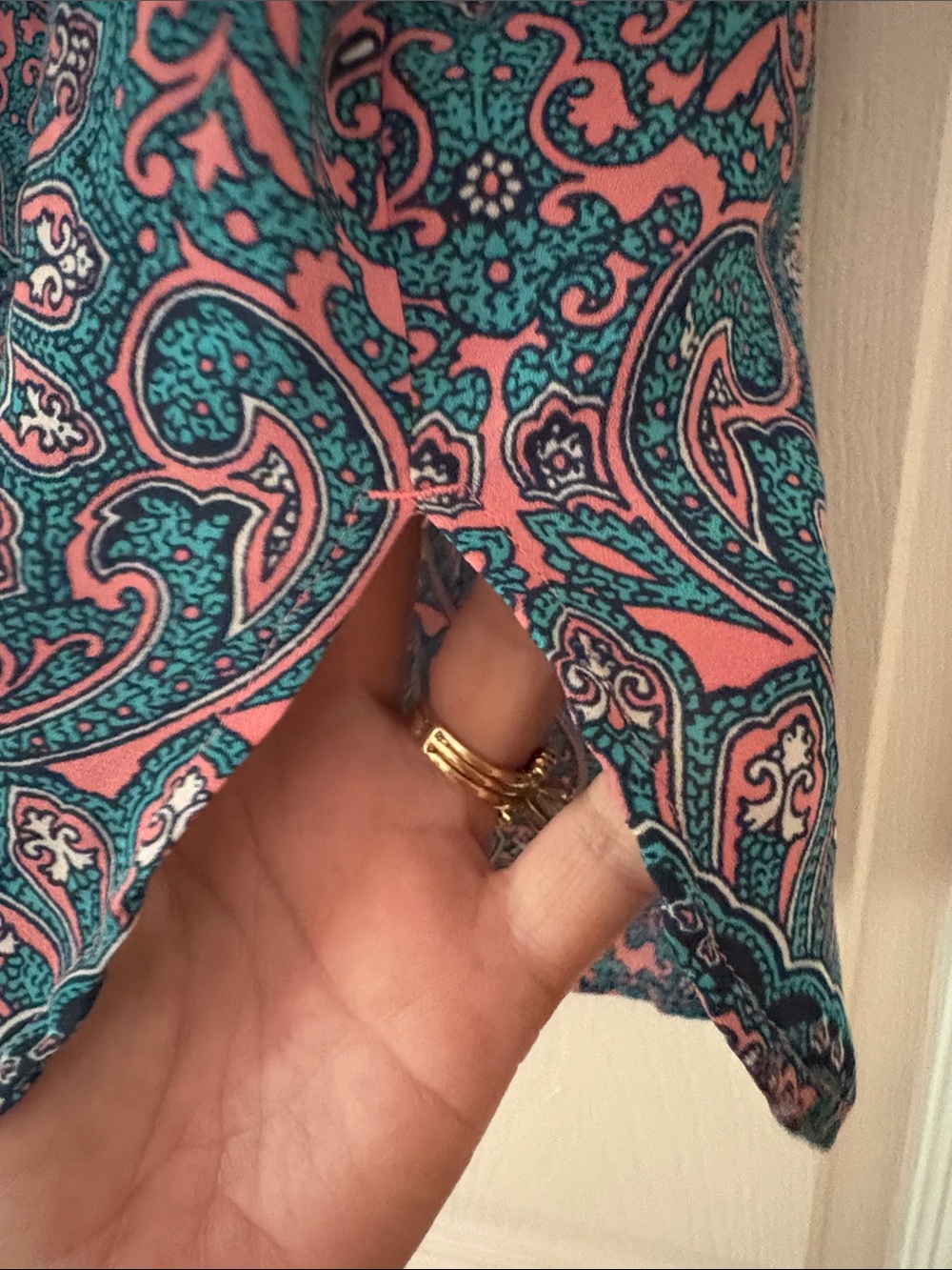 LOFT Teal and Pink Paisley Flutter-Sleeve Tank - Picture 6 of 11